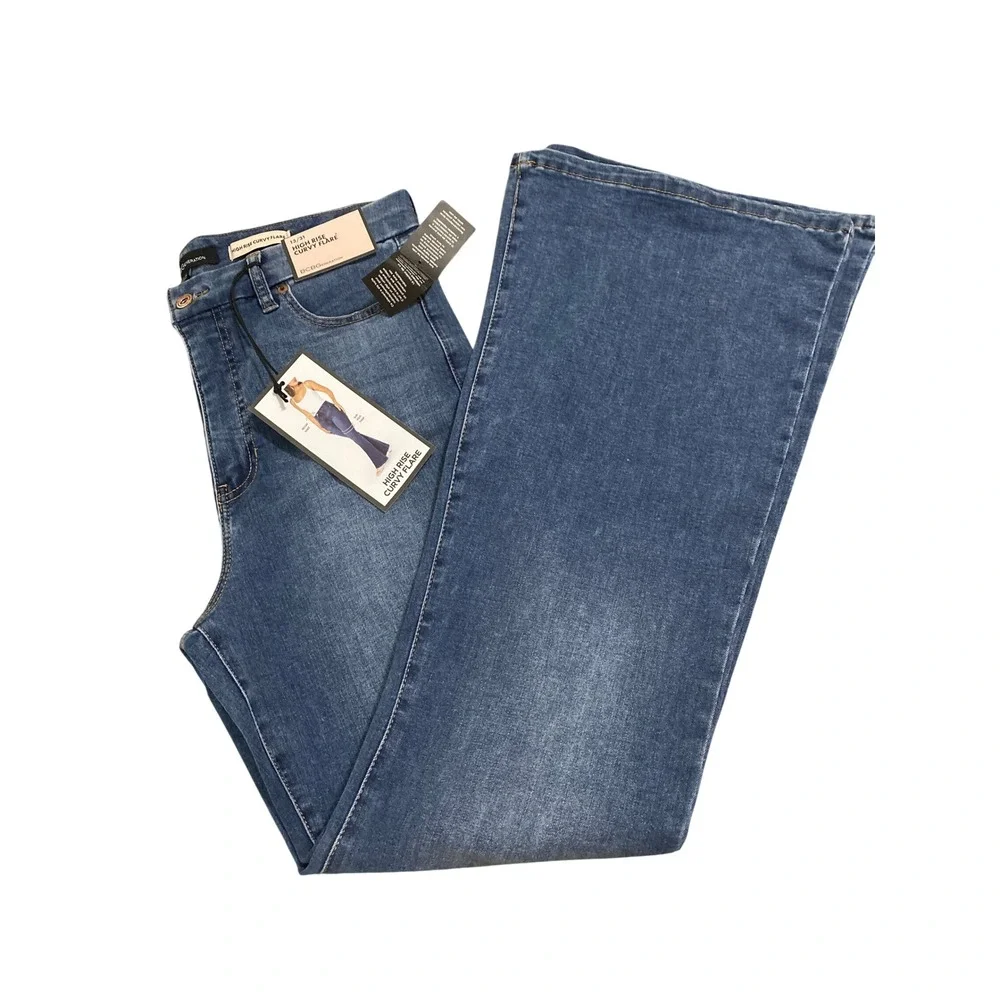 BCBGeneration High‎ Rise Curvy Flare Jeans Blue Arrived Wash 13/31 BG24574WW03
